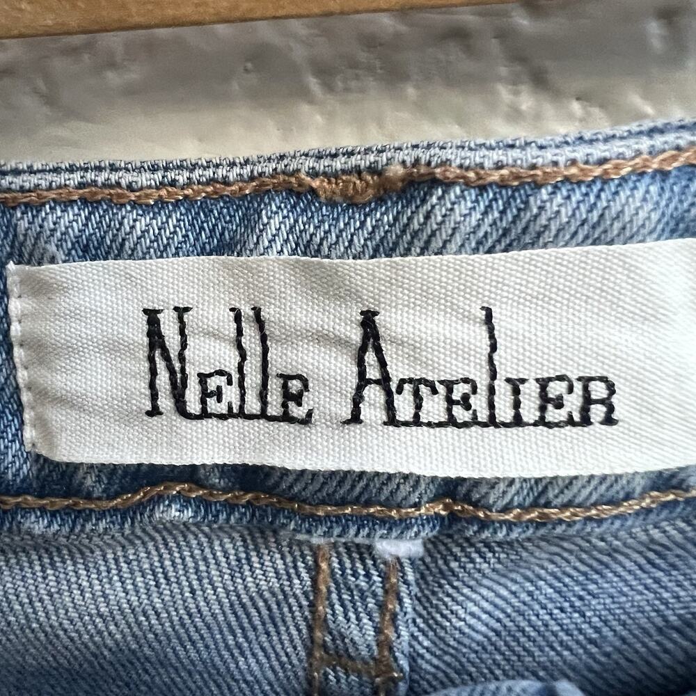 Nelle Atelier The Gabi Cropped Straight Light Wash Denim Jeans Sz 26 Hi Rise - Picture 5 of 9